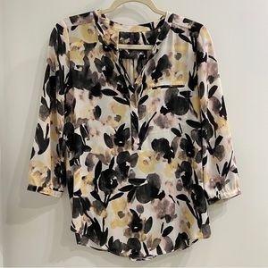 Watercolour Print Blouse with 3/4 Sleeves